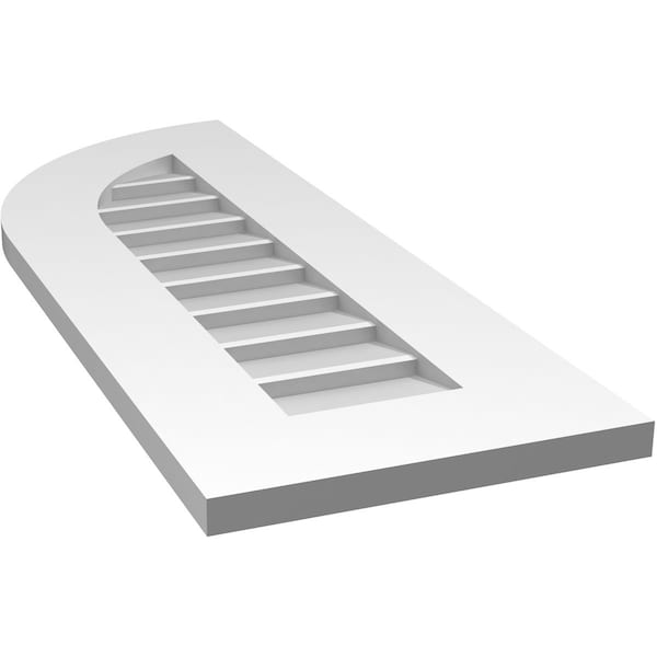 Ekena Millwork Quarter Round Top Left Surface Mount PVC Gable Vent w/ 3-1/2"W x 1"P Standard Frame, 12"W x 32"H - GVPQL12X3201SN