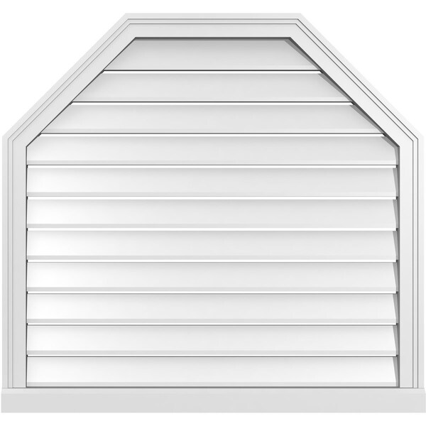 Ekena Millwork Octagonal Top Surface Mount PVC Gable Vent w/ 2"W x 2"P Brickmould Sill Frame, 36"W x 34"H - GVPOT36X3403SF