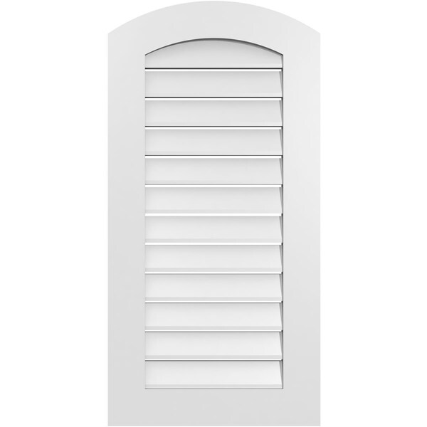 Ekena Millwork Arch Top Surface Mount PVC Gable Vent: Non-Functional, w/ 3-1/2"W x 1"P Standard Frame, 20"W x 38"H - GVPAR20X3801SN