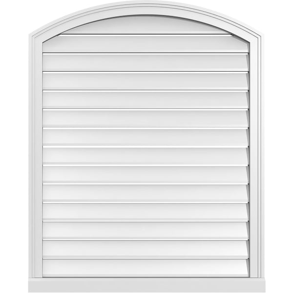 Ekena Millwork Arch Top Surface Mount PVC Gable Vent w/ 2"W x 2"P Brickmould Sill Frame, 34"W x 40"H - GVPAR34X4003SN