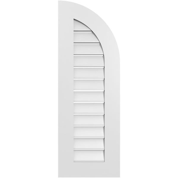 Ekena Millwork Quarter Round Top Right Surface Mount PVC Gable Vent w/ 3-1/2"W x 1"P Standard Frame, 14"W x 40"H - GVPQR14X4001SF