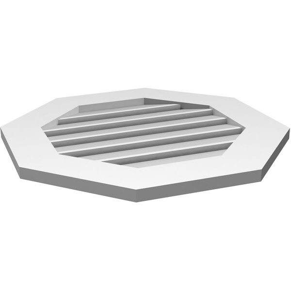 Ekena Millwork Octagonal Surface Mount PVC Gable Vent: Functional, w/ 3-1/2"W x 1"P Standard Frame, 24"W x 24"H - GVPOC24X2401SF