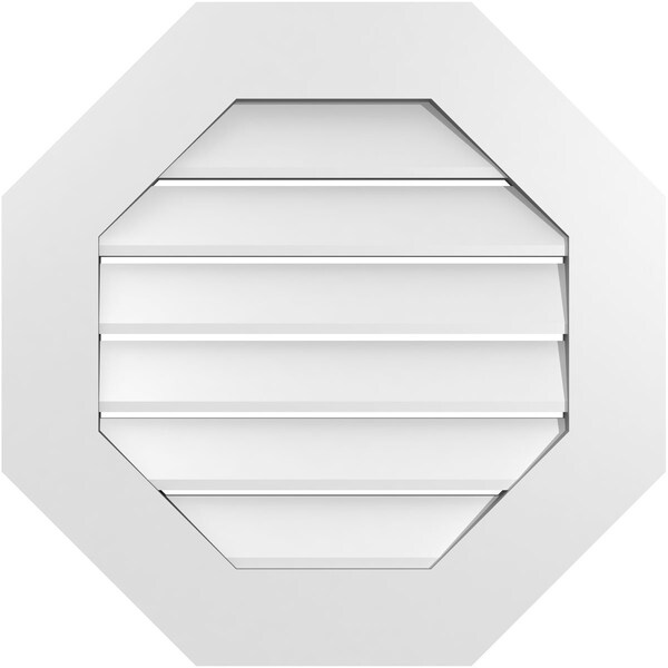 Ekena Millwork Octagonal Surface Mount PVC Gable Vent: Functional, w/ 3-1/2"W x 1"P Standard Frame, 24"W x 24"H - GVPOC24X2401SF