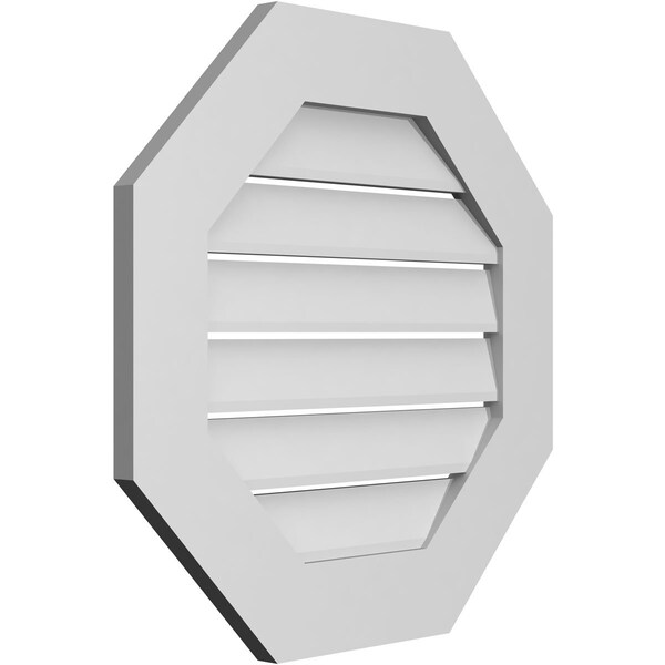 Ekena Millwork Octagonal Surface Mount PVC Gable Vent: Functional, w/ 3-1/2"W x 1"P Standard Frame, 24"W x 24"H - GVPOC24X2401SF