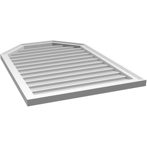 Ekena Millwork Octagonal Top Surface Mount PVC Gable Vent w/ 2"W x 1-1/2"P Brickmould Frame, 28"W x 40"H - GVPOT28X4002SN