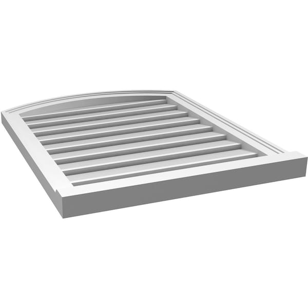 Ekena Millwork Arch Top Surface Mount PVC Gable Vent w/ 2"W x 2"P Brickmould Sill Frame, 24"W x 28"H - GVPAR24X2803SN