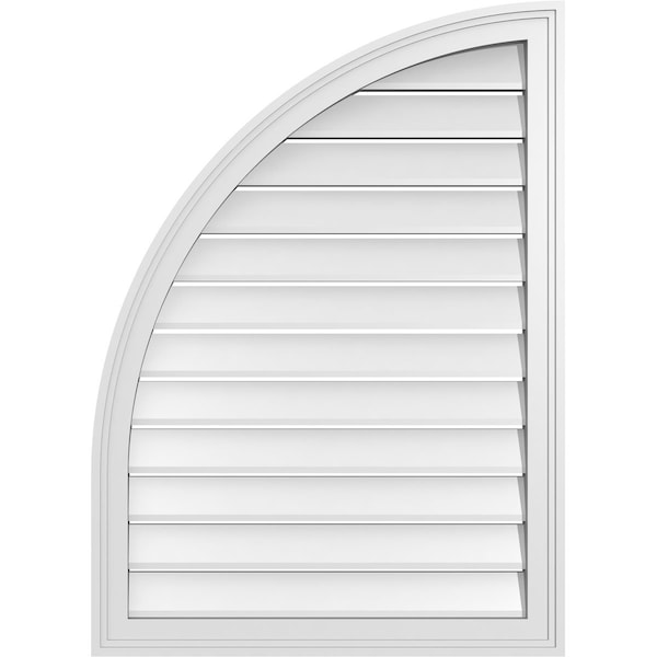 Ekena Millwork Quarter Round Top Left Surface Mount PVC Gable Vent w/ 2"W x 1-1/2"P Brickmould Frame, 26"W x 36"H - GVPQL26X3602SF