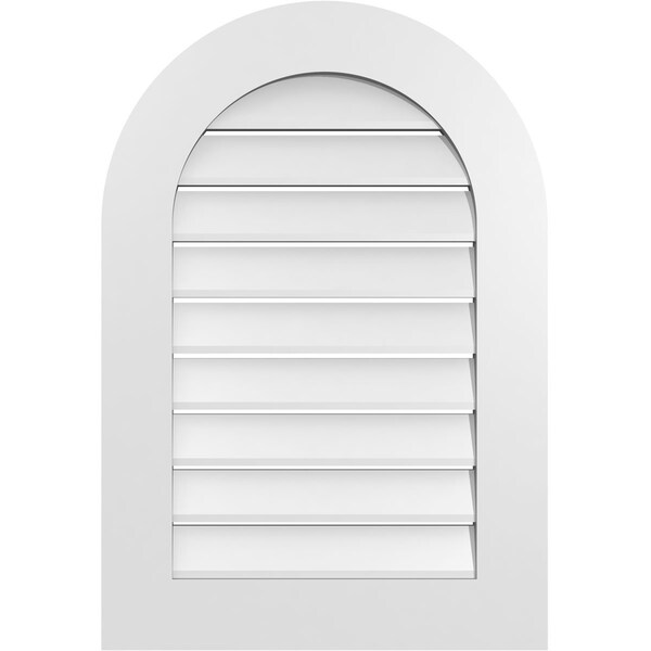 Ekena Millwork Round Top Surface Mount PVC Gable Vent: Functional, w/ 3-1/2"W x 1"P Standard Frame, 22"W x 32"H - GVPRT22X3201SF