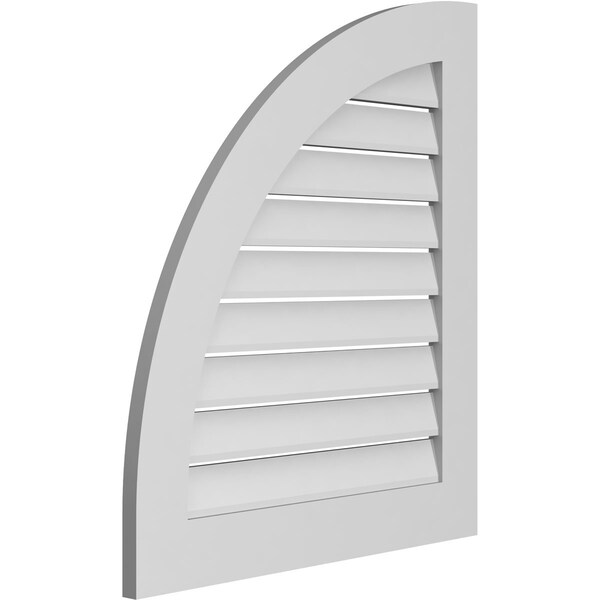 Ekena Millwork Quarter Round Top Left Surface Mount PVC Gable Vent w/ 3-1/2"W x 1"P Standard Frame, 28"W x 32"H - GVPQL28X3201SF
