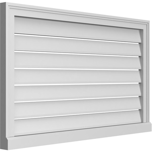 Ekena Millwork Vertical Surface Mount PVC Gable Vent: Functional, w/ 2"W x 2"P Brickmould Sill Frame, 40"W x 24"H - GVPVE40X2403SF