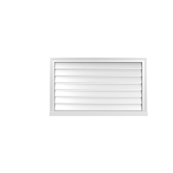 Ekena Millwork Vertical Surface Mount PVC Gable Vent: Functional, w/ 2"W x 2"P Brickmould Sill Frame, 40"W x 24"H - GVPVE40X2403SF