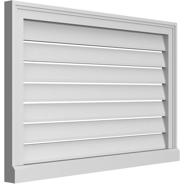 Ekena Millwork Vertical Surface Mount PVC Gable Vent: Functional, w/ 2"W x 2"P Brickmould Sill Frame, 34"W x 22"H - GVPVE34X2203SF