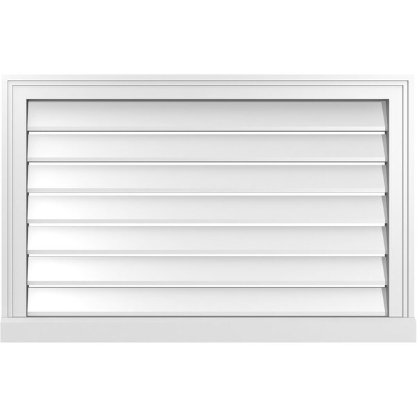 Ekena Millwork Vertical Surface Mount PVC Gable Vent: Functional, w/ 2"W x 2"P Brickmould Sill Frame, 34"W x 22"H - GVPVE34X2203SF