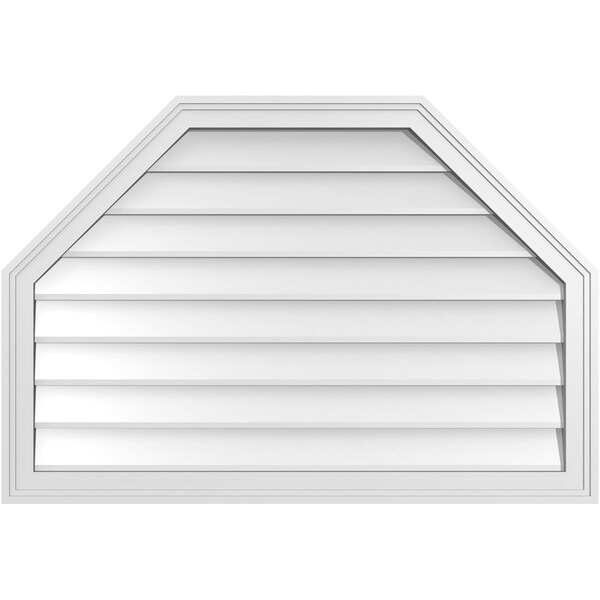 Ekena Millwork Octagonal Top Surface Mount PVC Gable Vent w/ 2"W x 1-1/2"P Brickmould Frame, 38"W x 26"H - GVPOT38X2602SN