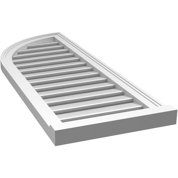 Ekena Millwork Quarter Round Top Left Surface Mount PVC Gable Vent w/ 2"W x 2"P Brickmould Sill Frame, 16"W x 42"H - GVPQL16X4203SF