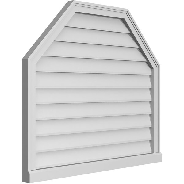 Ekena Millwork Octagonal Top Surface Mount PVC Gable Vent w/ 2"W x 2"P Brickmould Sill Frame, 38"W x 32"H - GVPOT38X3203SN