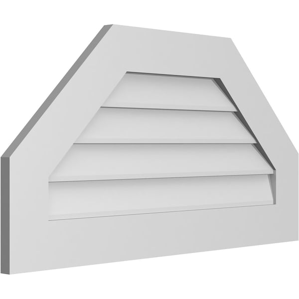 Ekena Millwork Octagonal Top Surface Mount PVC Gable Vent w/ 3-1/2"W x 1"P Standard Frame, 34"W x 18"H - GVPOT34X1801SN