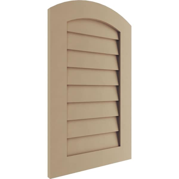 Ekena Millwork Timberthane Rustic Smooth Arch Top Faux Wood Non-Functional Gable Vent, Primed Tan, 14"W x 33"H - GVURAR14X33DSMPR
