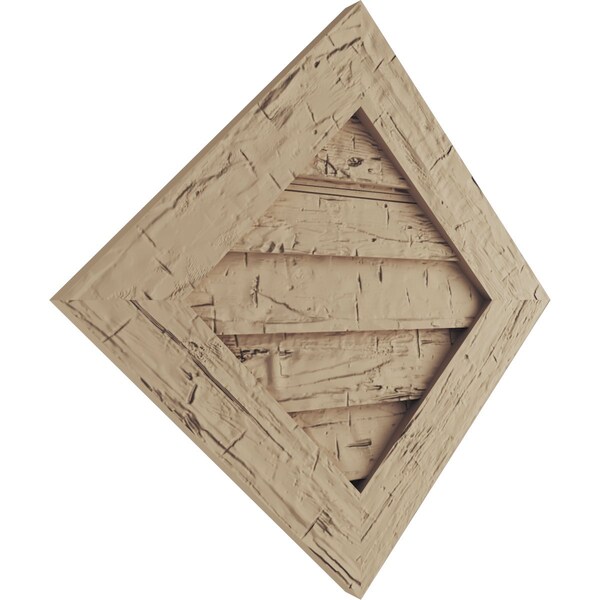 Ekena Millwork Timberthane Hand Hewn Diamond Faux Wood Non-Functional Gable Vent, Primed Tan, 21"W x 21"H - GVURDI21X21DHHPR