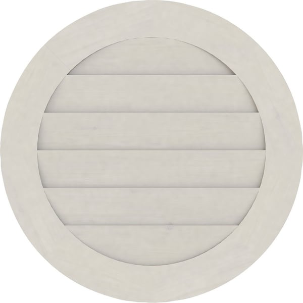 Ekena Millwork Round Gable Vent Primed, Non-Functional, Pine Gable Vent w/ Decorative Face Frame, 28"W x 28"H - GVWRO28X2802SDPPI