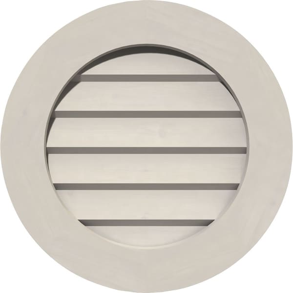 Ekena Millwork Round Gable Vent Primed, Non-Functional, Pine Gable Vent w/ Decorative Face Frame, 28"W x 28"H - GVWRO28X2802SDPPI