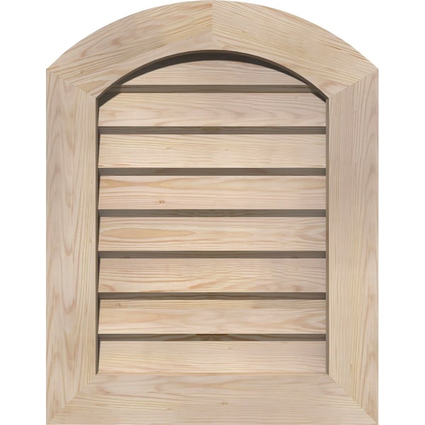 Ekena Millwork Arch Top Gable Vent Unfinished, Non-Functional, Pine Gable Vent w/Decorative Face Frame, 14"W x 16"H - GVWAR14X1602SDUPI