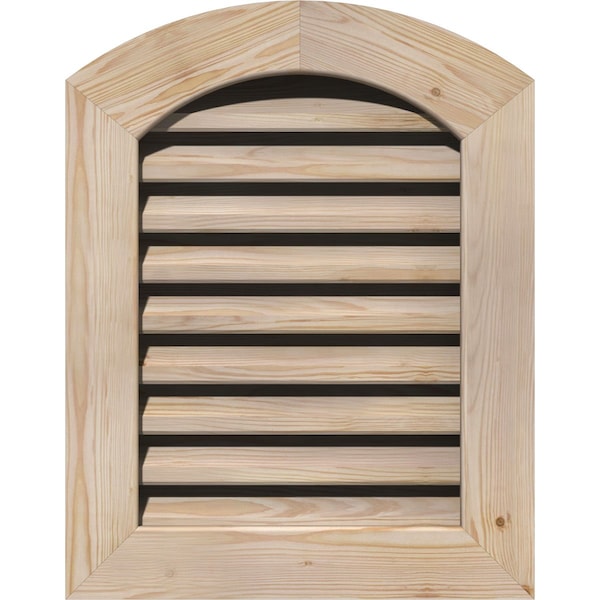 Ekena Millwork Arch Top Gable Vent Unfinished, Functional, Pine Gable Vent w/ 1" x 4" Flat Trim Frame, 20"W x 22"H - GVWAR20X2201SFUPI