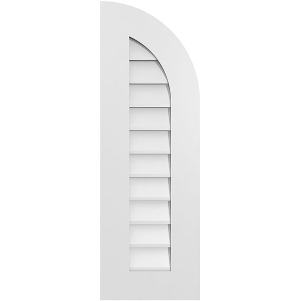 Ekena Millwork Quarter Round Top Right Surface Mount PVC Gable Vent w/ 3-1/2"W x 1"P Standard Frame, 12"W x 36"H - GVPQR12X3601SN