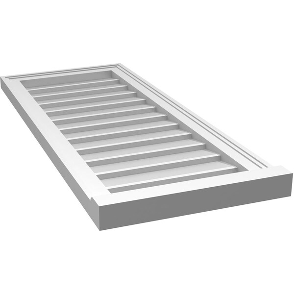Ekena Millwork Vertical Surface Mount PVC Gable Vent w/ 2"W x 2"H , Brickmould Sill Frame, 16"W x 38"H - GVPVE16X3803SN