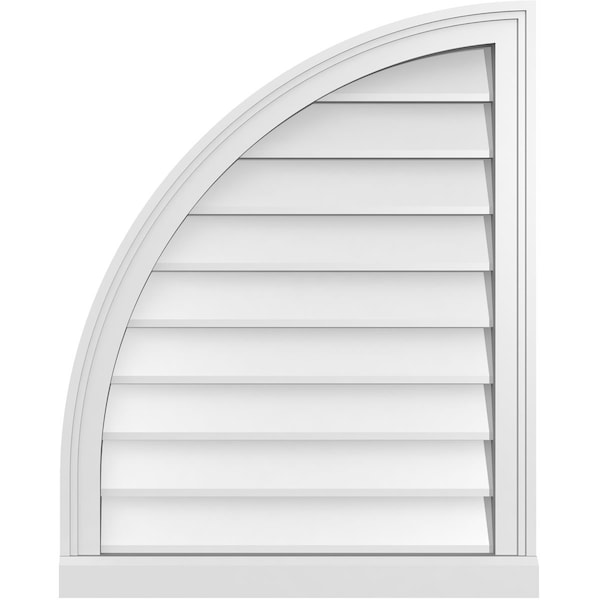 Ekena Millwork Quarter Round Top Left Surface Mount PVC Gable Vent w/ 2"W x 2"P Brickmould Sill Frame, 24"W x 30"H - GVPQL24X3003SN