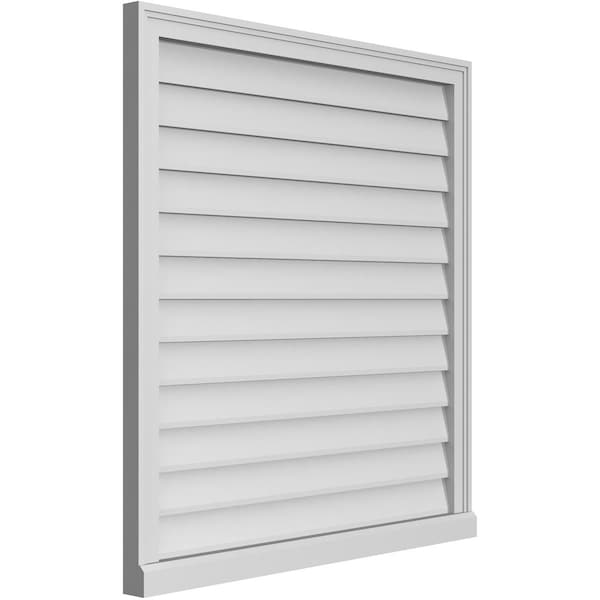 Ekena Millwork Vertical Surface Mount PVC Gable Vent w/ 2"W x 2"H , Brickmould Sill Frame, 36"W x 38"H - GVPVE36X3803SN