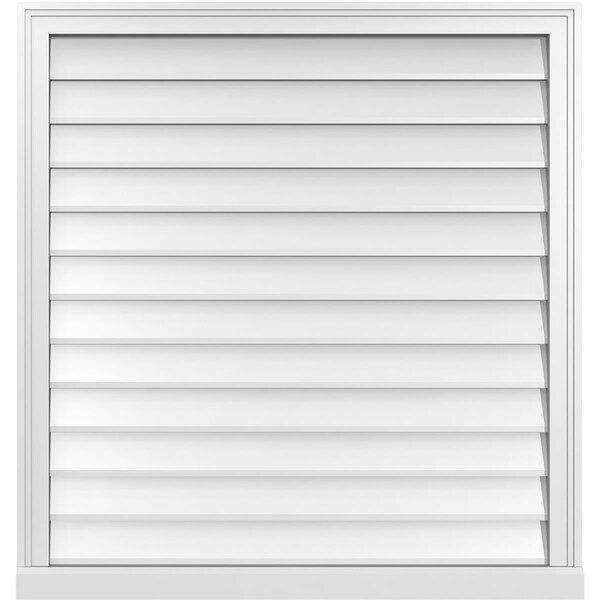 Ekena Millwork Vertical Surface Mount PVC Gable Vent w/ 2"W x 2"H , Brickmould Sill Frame, 36"W x 38"H - GVPVE36X3803SN