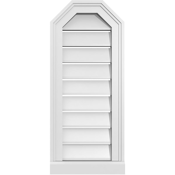 Ekena Millwork Octagonal Top Surface Mount PVC Gable Vent w/ 2"W x 2"P Brickmould Sill Frame, 12"W x 28"H - GVPOT12X2803SF