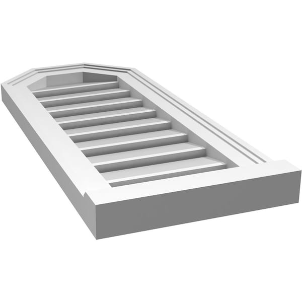 Ekena Millwork Octagonal Top Surface Mount PVC Gable Vent w/ 2"W x 2"P Brickmould Sill Frame, 12"W x 28"H - GVPOT12X2803SF