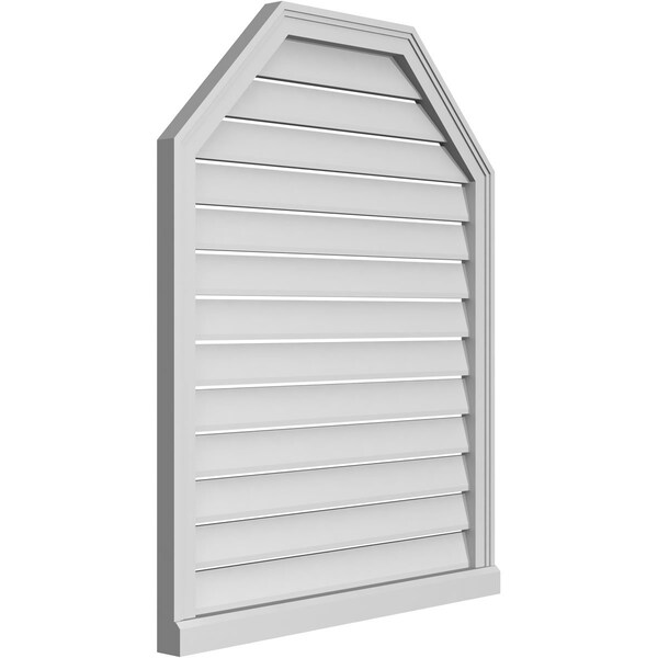 Ekena Millwork Octagonal Top Surface Mount PVC Gable Vent w/ 2"W x 2"P Brickmould Sill Frame, 32"W x 40"H - GVPOT32X4003SF