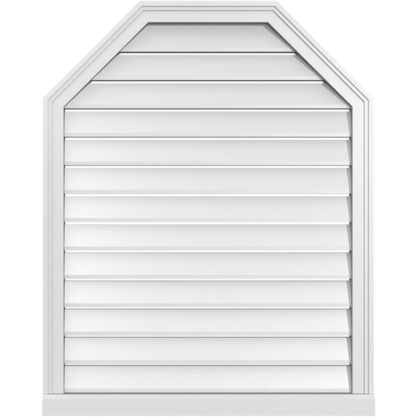 Ekena Millwork Octagonal Top Surface Mount PVC Gable Vent w/ 2"W x 2"P Brickmould Sill Frame, 32"W x 40"H - GVPOT32X4003SF