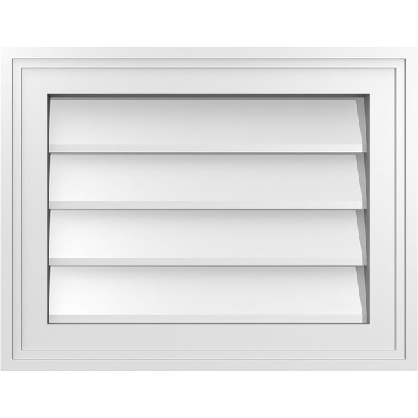 Ekena Millwork Vertical Surface Mount PVC Gable Vnt: Non-Functional, w/2"W x 1-1/2"H, Brickmould Frame, 18"W x 14"H - GVPVE18X1402SN