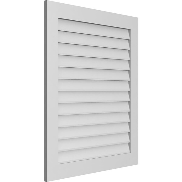 Ekena Millwork Vertical Surface Mount PVC Gable Vent: Non-Functional, w/3-1/2"W x 1"H, Standard Frame, 34"W x 40"H - GVPVE34X4001SN