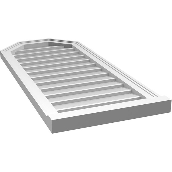 Ekena Millwork Octagonal Top Surface Mount PVC Gable Vent w/ 2"W x 2"P Brickmould Sill Frame, 18"W x 40"H - GVPOT18X4003SN