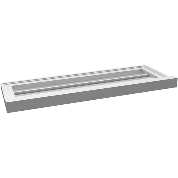 Ekena Millwork Vertical Surface Mount PVC Gable Vent: Functional, w/ 2"W x 2"P Brickmould Sill Frame, 34"W x 12"H - GVPVE34X1203SF