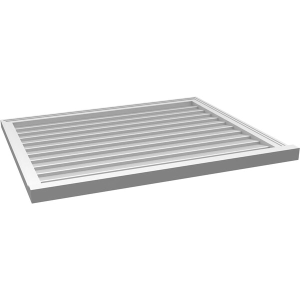 Ekena Millwork Vertical Surface Mount PVC Gable Vent w/ 2"W x 2"H , Brickmould Sill Frame, 42"W x 34"H - GVPVE42X3403SN