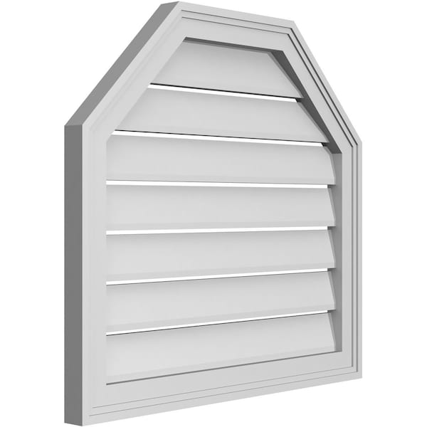 Ekena Millwork Octagonal Top Surface Mount PVC Gable Vent w/ 2"W x 1-1/2"P Brickmould Frame, 26"W x 24"H - GVPOT26X2402SF
