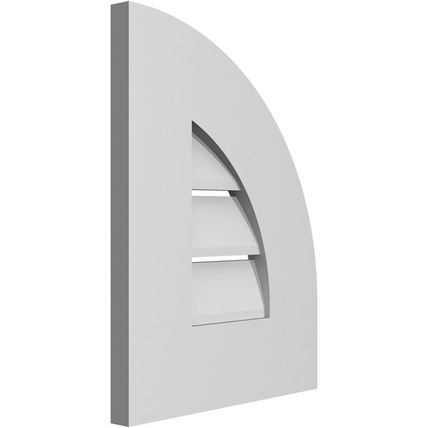 Ekena Millwork Quarter Round Top Right Surface Mount PVC Gable Vent w/ 3-1/2"W x 1"P Standard Frame, 12"W x 16"H - GVPQR12X1601SF