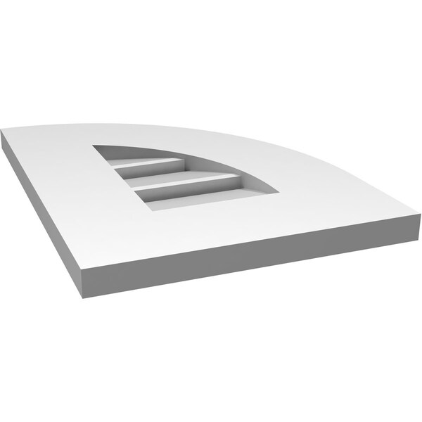 Ekena Millwork Quarter Round Top Right Surface Mount PVC Gable Vent w/ 3-1/2"W x 1"P Standard Frame, 12"W x 16"H - GVPQR12X1601SF
