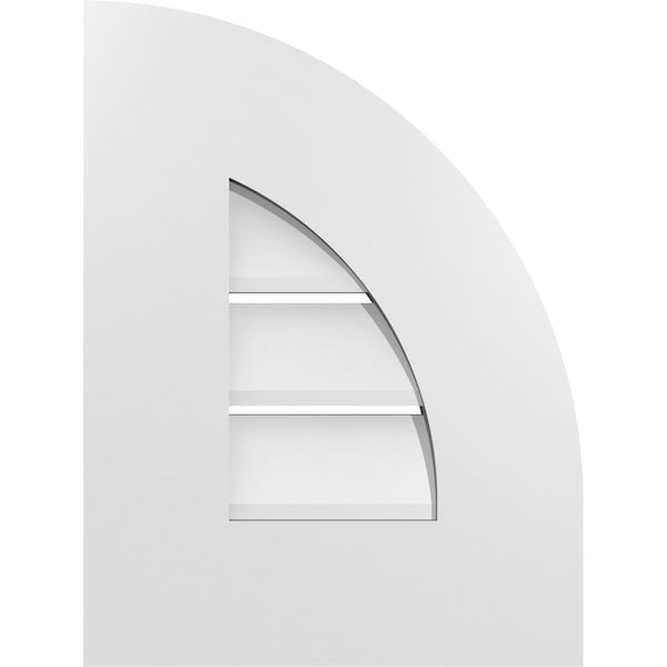 Ekena Millwork Quarter Round Top Right Surface Mount PVC Gable Vent w/ 3-1/2"W x 1"P Standard Frame, 12"W x 16"H - GVPQR12X1601SF