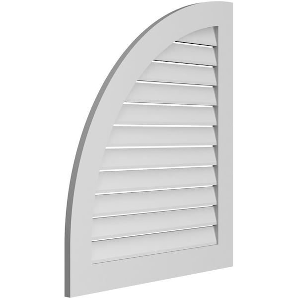 Ekena Millwork Quarter Round Top Left Surface Mount PVC Gable Vent w/ 3-1/2"W x 1"P Standard Frame, 32"W x 38"H - GVPQL32X3801SF