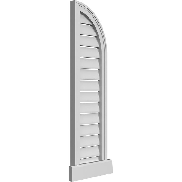 Ekena Millwork Quarter Round Top Right Surface Mount PVC Gable Vent w/ 2"W x 2"P Brickmould Sill Frame, 12"W x 42"H - GVPQR12X4203SF