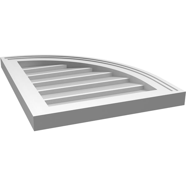 Ekena Millwork Quarter Round Top Right Surface Mount PVC Gable Vent w/ 2"W x 2"P Brickmould Sill Frame, 16"W x 20"H - GVPQR16X2003SN