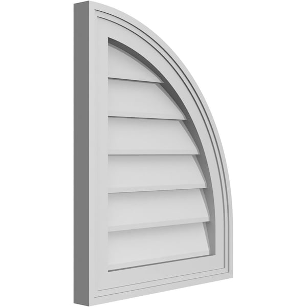 Ekena Millwork Quarter Round Top Right Surface Mount PVC Gable Vent w/ 2"W x 2"P Brickmould Sill Frame, 16"W x 20"H - GVPQR16X2003SN
