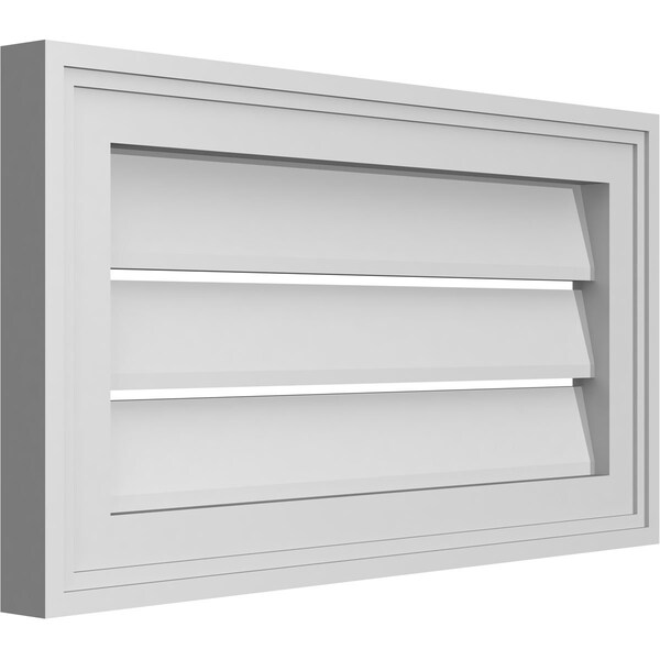Ekena Millwork Vertical Surface Mount PVC Gable Vent: Functional, w/ 2"W x 1-1/2"P Brickmould Frame, 22"W x 12"H - GVPVE22X1202SF
